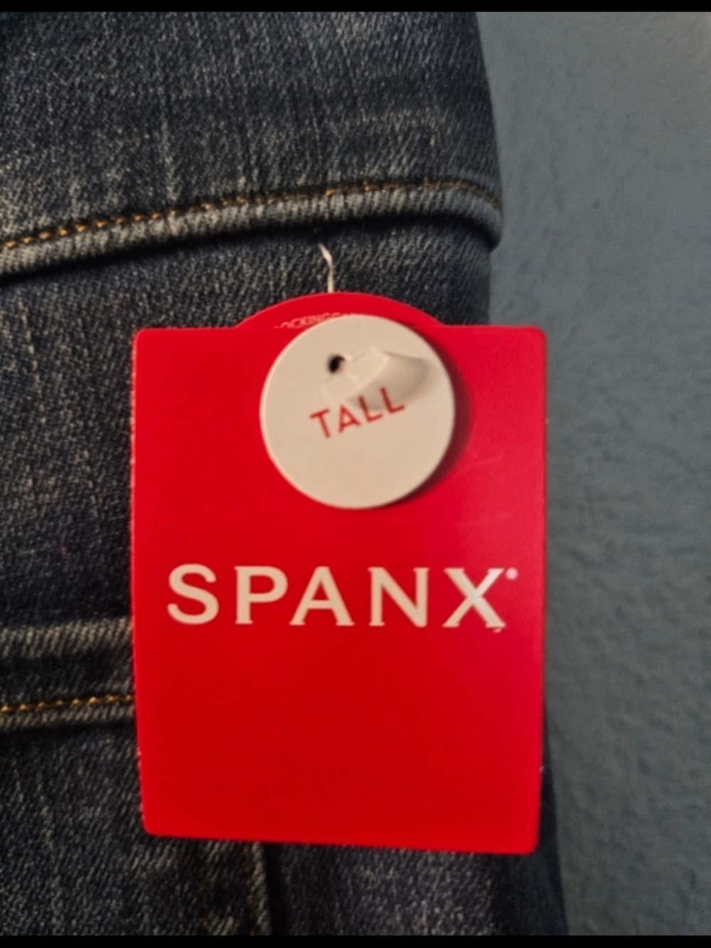 SPANX Wide-Leg High-Rise Denim Jeans - Dark Blue - Picture 6 of 7